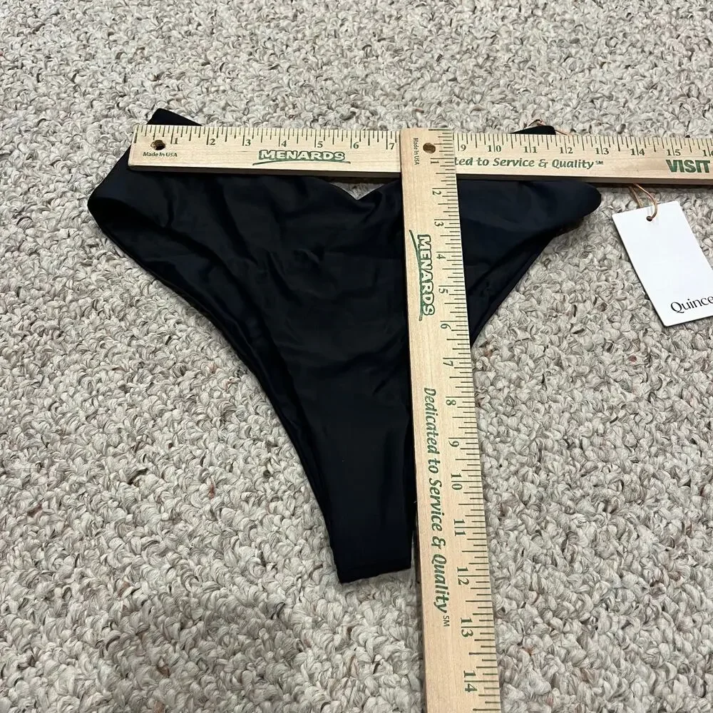 NEW Quince Italian V Cut Bikini Bottom M Black Classic Beach Vacation Casual